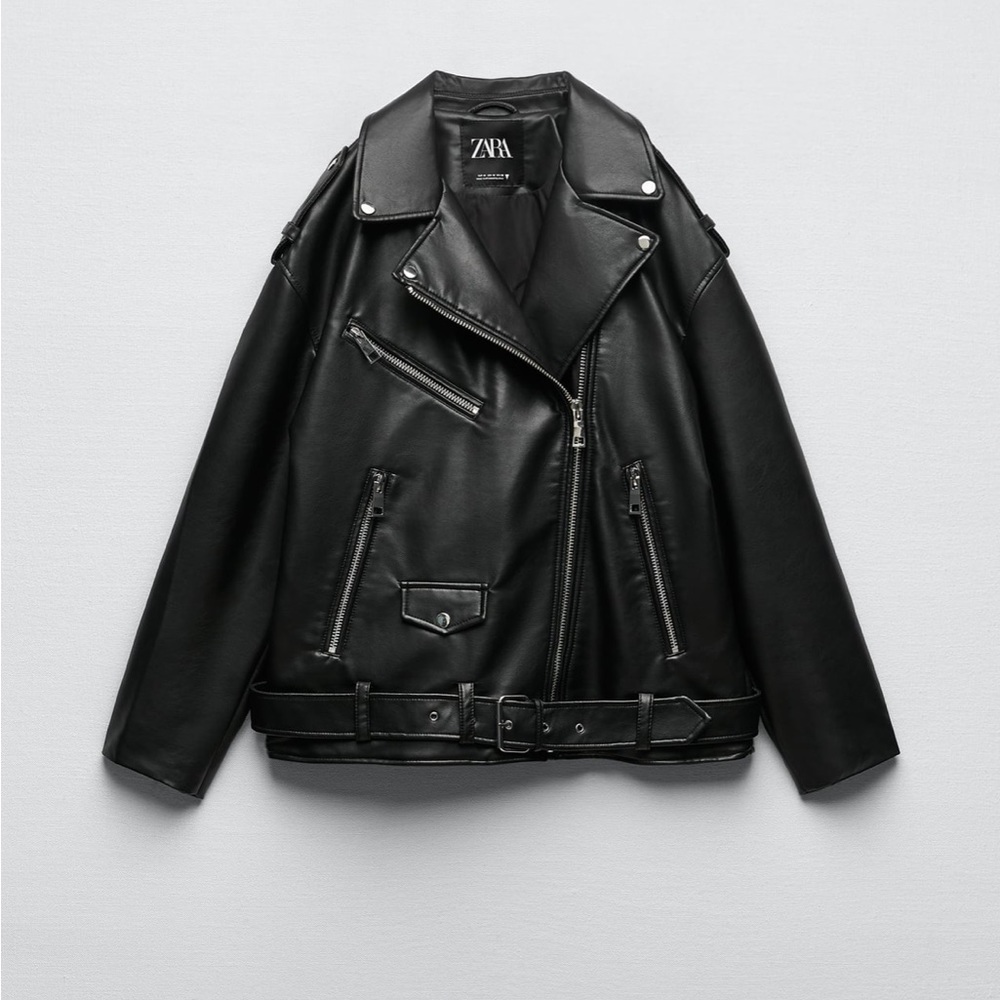 Oversize Faux Leather Biker Jacket NWT